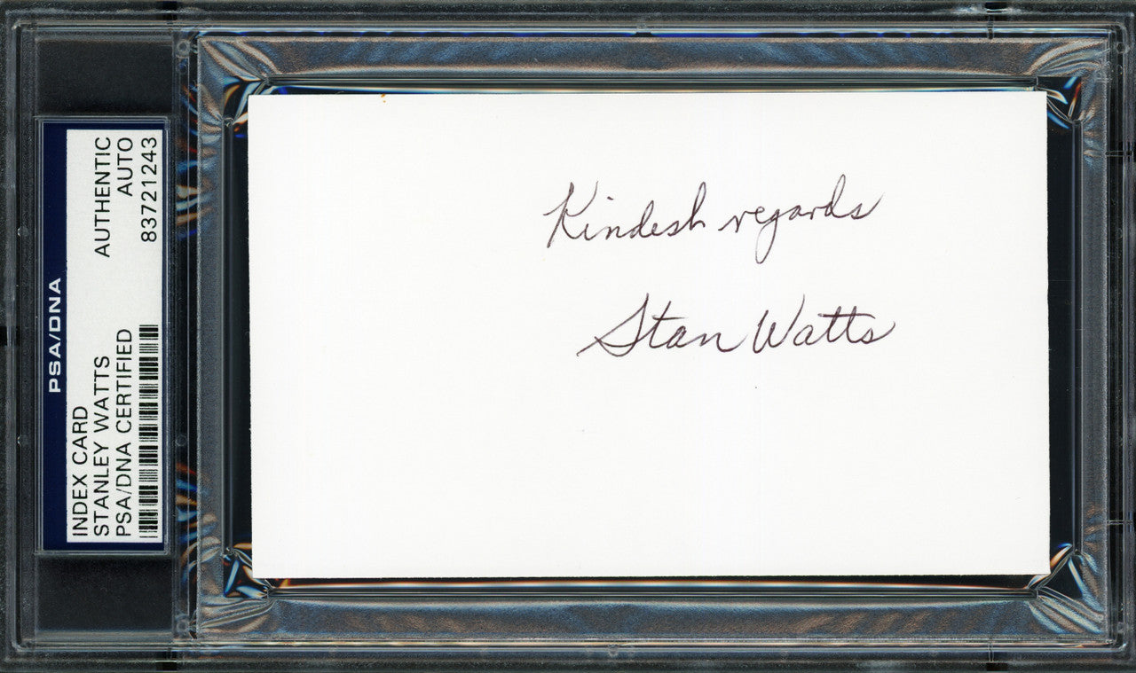 Stanley "Stan" Watts Autographed 3x5 Index Card BYU Cougars Coach "Kindest Regards" PSA/DNA #83721243