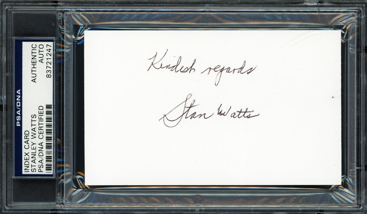 Stanley "Stan" Watts Autographed 3x5 Index Card BYU Cougars Coach "Kindest Regards" PSA/DNA #83721247