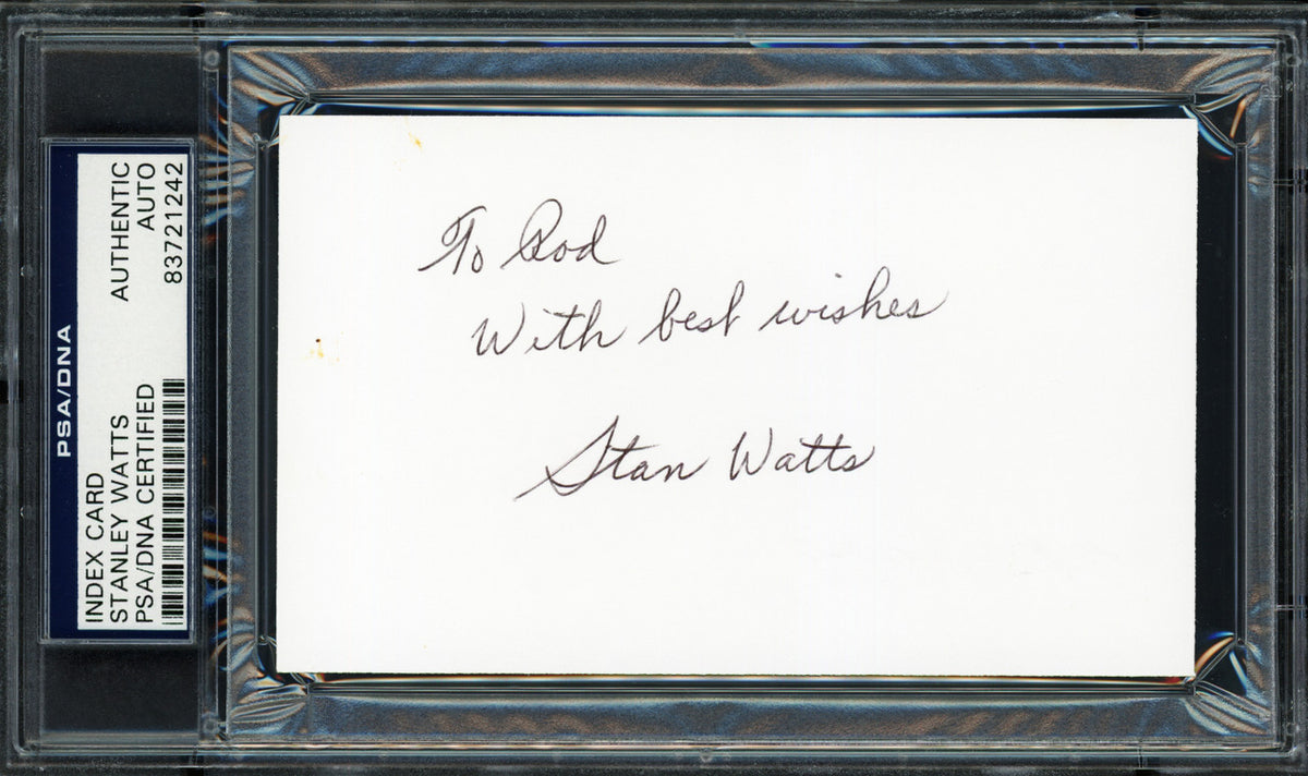 Stanley "Stan" Watts Autographed 3x5 Index Card BYU Cougars Coach "Kindest Regards" PSA/DNA #83721242