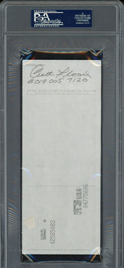 Curt Flood Autographed 3.5x8.5 Check St. Louis Cardinals (Signed Twice) PSA/DNA #83933915