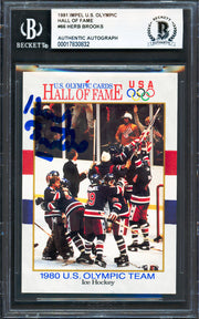 Herb Brooks Autographed 1991 Impel Olympics Card #66 1980 Team USA Beckett BAS #17830832
