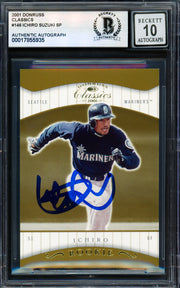 Ichiro Suzuki Autographed 2001 Donruss Classics Card #146 Seattle Mariners Auto Grade Gem Mint 10 #533/585 Beckett BAS #17855935