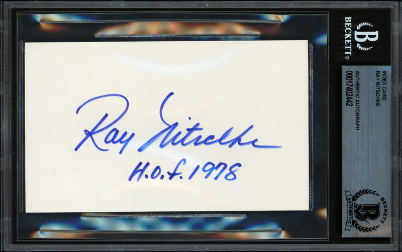 Ray Nitschke Autographed 3x5 Index Card Green Bay Packers "HOF 1978" Beckett BAS #17402442