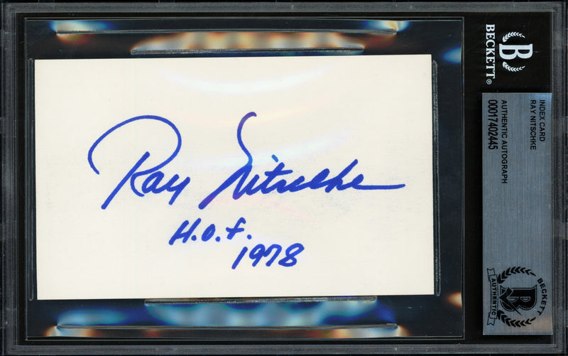 Ray Nitschke Autographed 3x5 Index Card Green Bay Packers "HOF 1978" Beckett BAS #17402445