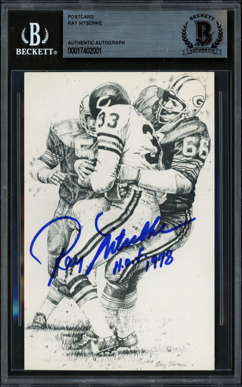Ray Nitschke Autographed Postcard Green Bay Packers "HOF 1978" Beckett BAS #17402001