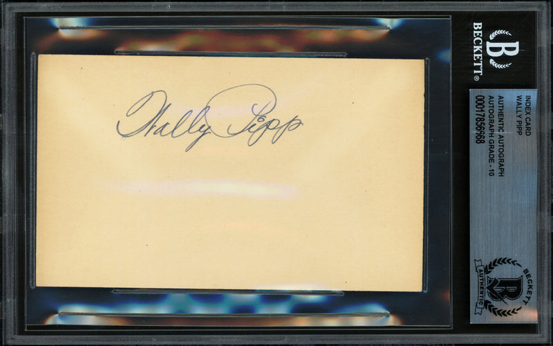 Wally Pipp Autographed 3x5 Index Card New York Yankees Auto Grade Gem Mint 10 Beckett BAS #17856668