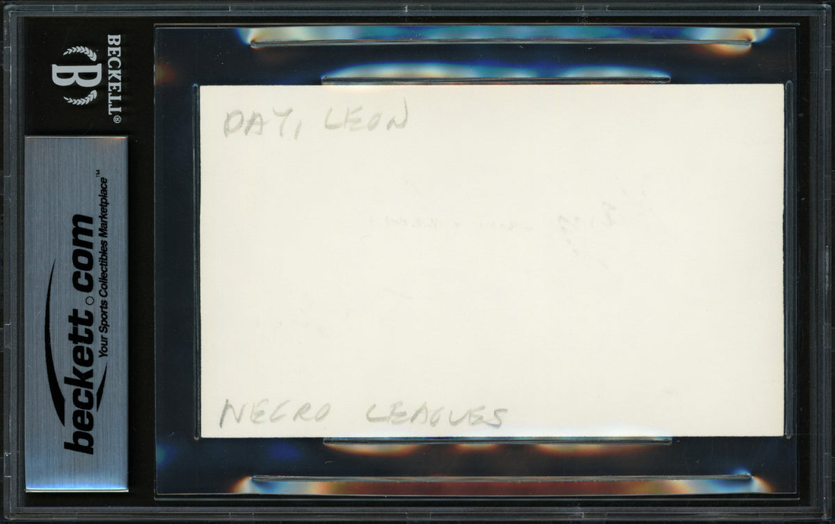 Leon Day Autographed 3x5 Index Card Negro Leagues "Hang in there" Beckett BAS #17856791