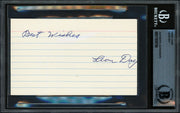 Leon Day Autographed 3x5 Index Card Negro Leagues "Best wishes" Beckett BAS #17856794