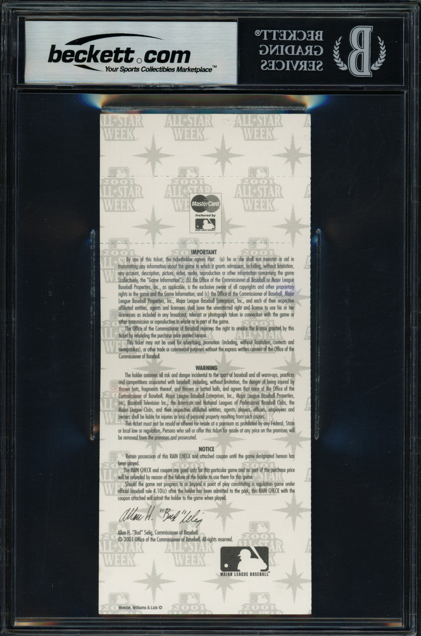 Ichiro Suzuki Autographed 2001 All Star Game Ticket Seattle Mariners "1st ASG" Beckett BAS #17402334