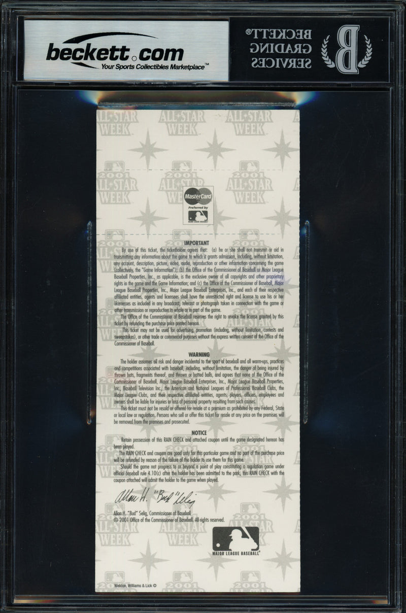 Ichiro Suzuki Autographed 2001 All Star Game Ticket Seattle Mariners "1st ASG" Beckett BAS #17402334