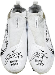 Justin Herbert Autographed Pair Of Game Used White & Black Nike Vapor 360 Pro Cleats Los Angeles Chargers "Game Used, Broncos 16 vs Chargers 19, 10/17/22, 238 Yds" Beckett BAS Witness #W453550 & #W453551