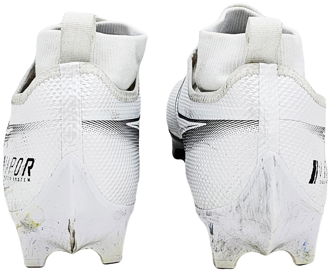 Justin Herbert Autographed Pair Of Game Used White & Black Nike Vapor 360 Pro Cleats Los Angeles Chargers "Game Used, Broncos 16 vs Chargers 19, 10/17/22, 238 Yds" Beckett BAS Witness #W453550 & #W453551