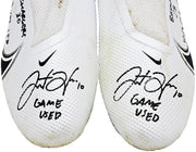 Justin Herbert Autographed Pair Of Game Used White & Black Nike Vapor 360 Pro Cleats Los Angeles Chargers "Game Used, Browns 28 vs Chargers 30, 10/9/22, 228 Yds, & 1 TD" Beckett BAS Witness #W453556 & #W453557