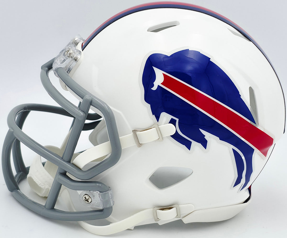 Jim Kelly Autographed Buffalo Bills 2011-20 Throwback White Speed Mini Helmet Beckett BAS Witness Stock #241392