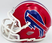 Jim Kelly Autographed Buffalo Bills 1987-01 Throwback Red Speed Mini Helmet Beckett BAS Witness Stock #241391