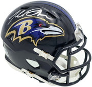 Terrell Suggs Autographed Baltimore Ravens Black Speed Mini Helmet Beckett BAS Witness Stock #241393