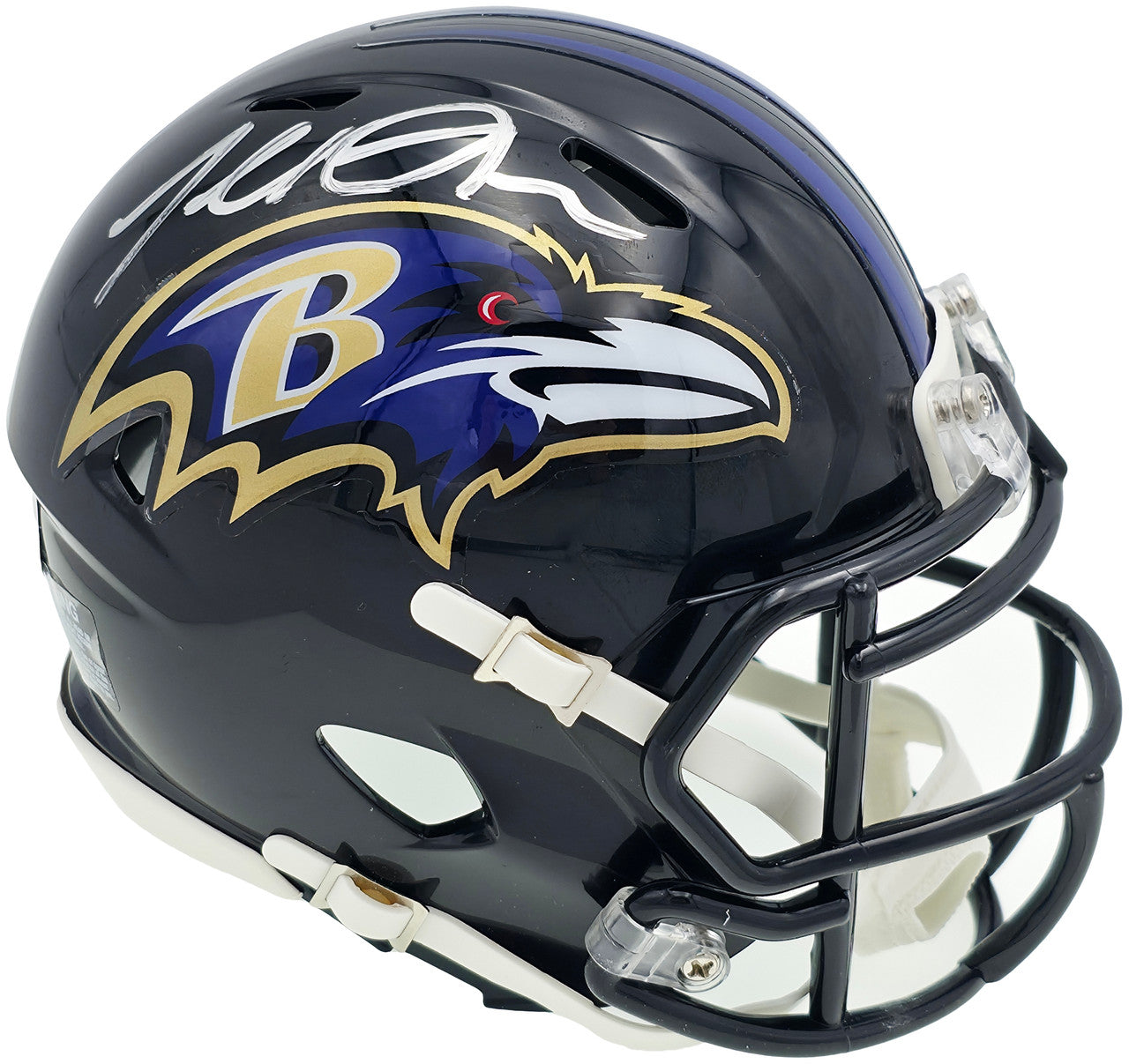 Terrell Suggs Autographed Baltimore Ravens Black Speed Mini Helmet Beckett BAS Witness Stock #241393