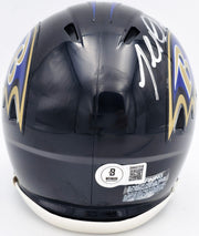 Terrell Suggs Autographed Baltimore Ravens Black Speed Mini Helmet Beckett BAS Witness Stock #241393
