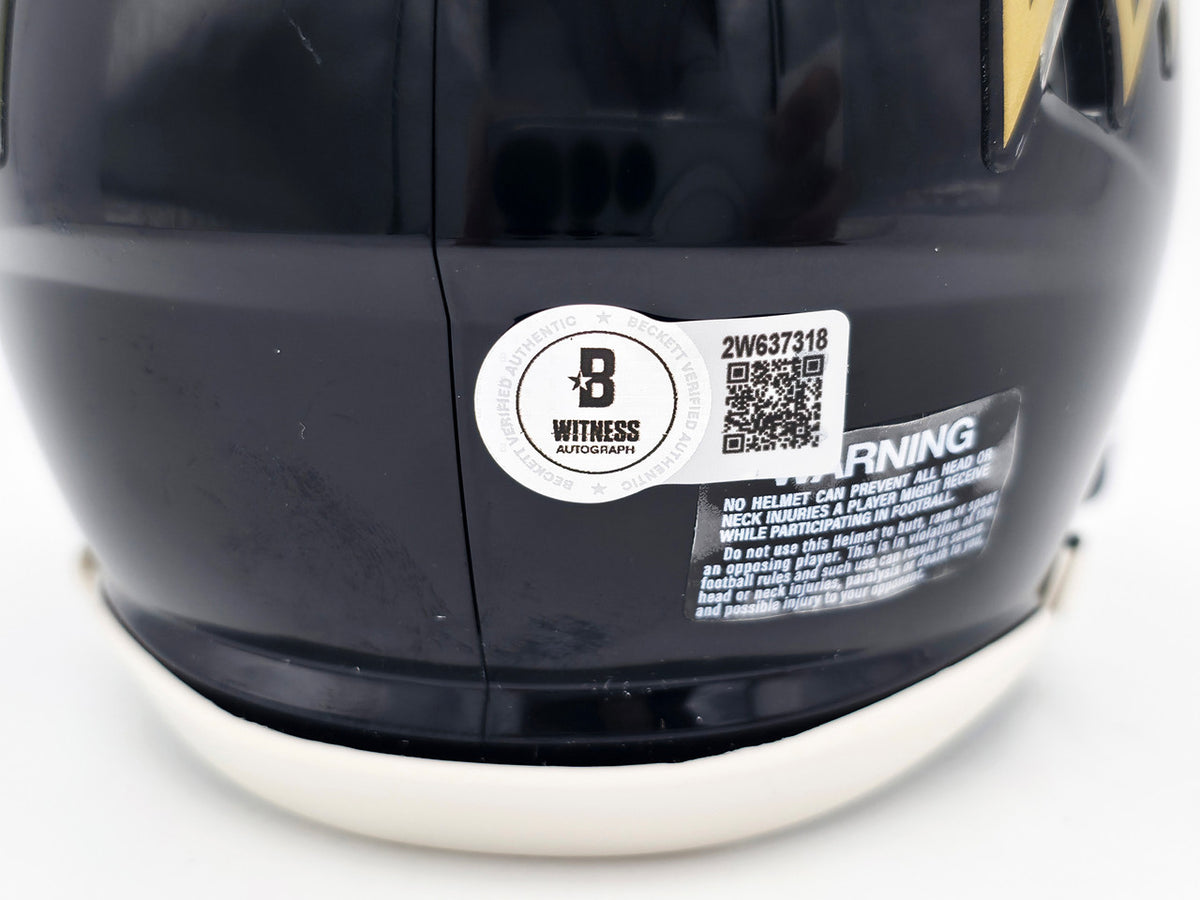 Terrell Suggs Autographed Baltimore Ravens Black Speed Mini Helmet Beckett BAS Witness Stock #241393