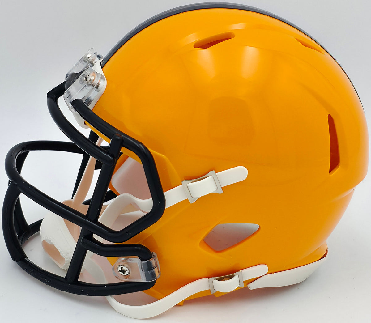 James Harrison Autographed Pittsburgh Steelers Throwback Gold Speed Mini Helmet Beckett BAS Witness Stock #241384