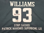 Philadelphia Eagles Brandon Graham & Milton Williams Autographed Green Super Bowl Stats Jersey Strip Sack Champions Beckett BAS Witness Stock #239890