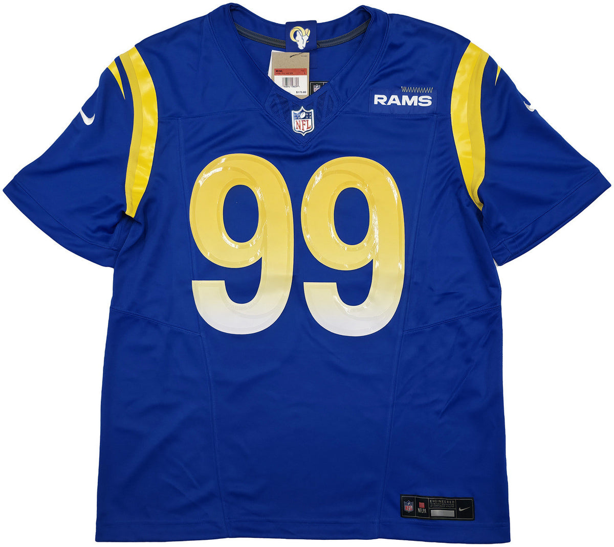 Los Angeles Rams Aaron Donald Autographed Blue Nike Dri Fit Jersey Size L Beckett BAS Witness Stock #241359