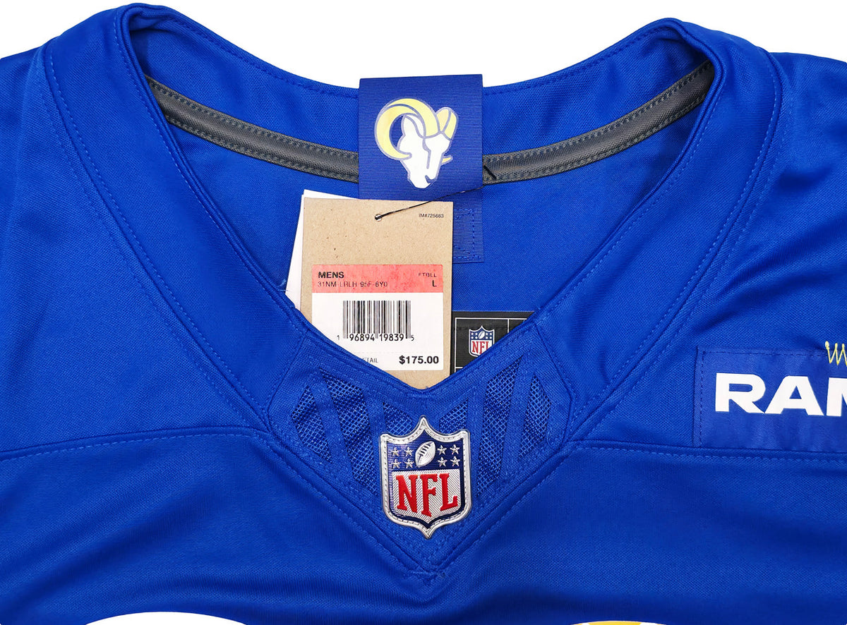 Los Angeles Rams Aaron Donald Autographed Blue Nike Dri Fit Jersey Size L Beckett BAS Witness Stock #241359