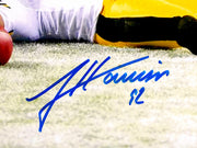 James Harrison Autographed 16x20 Photo Pittsburgh Steelers Super Bowl XLIII Interception Return Touchdown Beckett BAS Witness Stock #241382