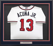 Atlanta Braves Ronald Acuna Jr. Autographed Framed White Nike Jersey Beckett BAS Stock #241399