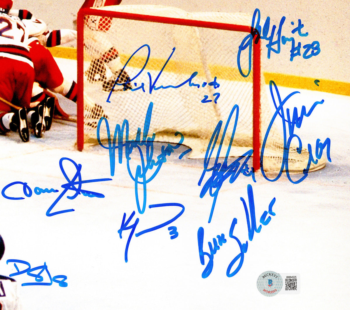 1980 USA Olympics Hockey Miracle On Ice Team Signed Autographed Framed 16x20 Photo "Do You Believe In Miracles?!" With 18 Signatures Including Jim Craig & Mike Eruzione Beckett BAS Witness Stock #241404