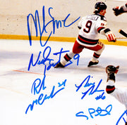 1980 USA Olympics Hockey Miracle On Ice Team Signed Autographed Framed 16x20 Photo "Do You Believe In Miracles?!" With 18 Signatures Including Jim Craig & Mike Eruzione Beckett BAS Witness Stock #241404