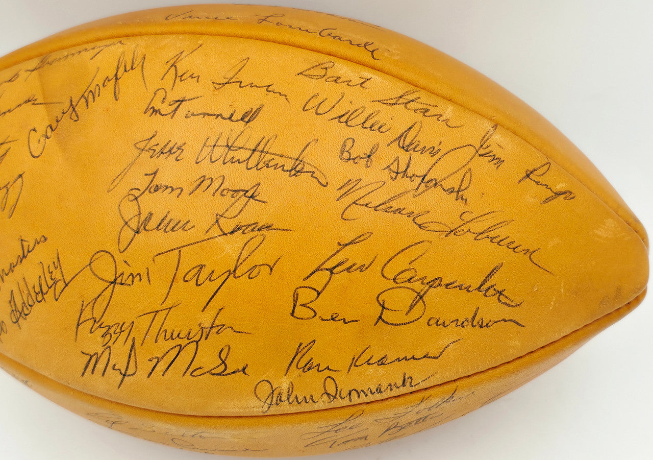1961 Green Bay Packers NFL Champions Team Signed Autographed Official NFL Wilson "The Duke" Leather Football With 39 Signatures Including Vince Lombardi & Bart Starr Beckett BAS #AE20801