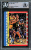 Larry Bird Autographed 1987-88 Fleer Stickers Card #4 Boston Celtics Beckett BAS #14612411