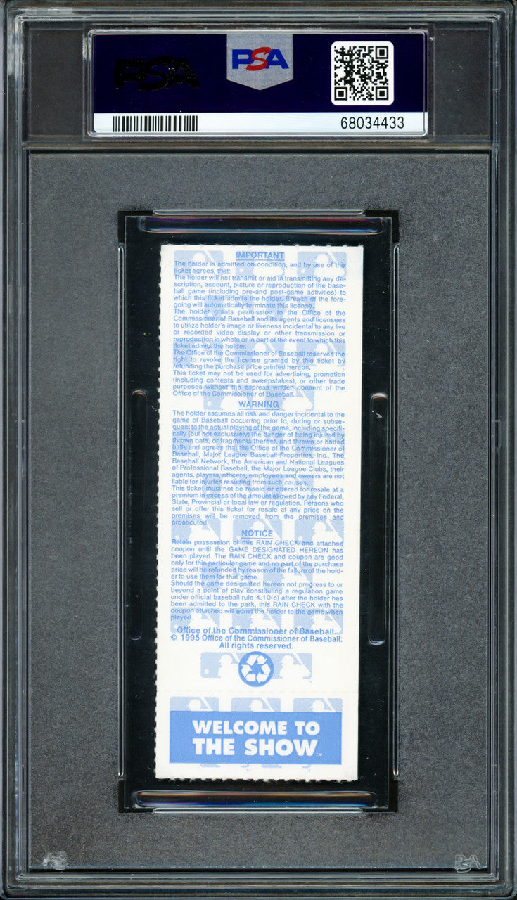 Ken Griffey Jr. Autographed October 6th, 1995 ALDS Game 3 Ticket Stub Seattle Mariners PSA 5 Auto Grade Gem Mint 10 "1995" Highest Graded PSA/DNA #68034433