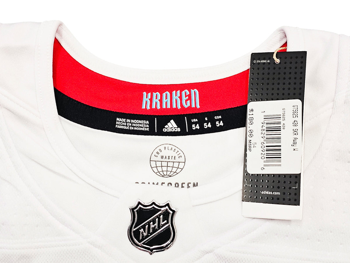 Seattle Kraken Inaugural Season Team Signed Autographed White Adidas Jersey Size 54 With 24 Signatures Including Jordan Eberle, Jared McCann & Yanni Gourde #/50 Fanatics Holo Stock #215412