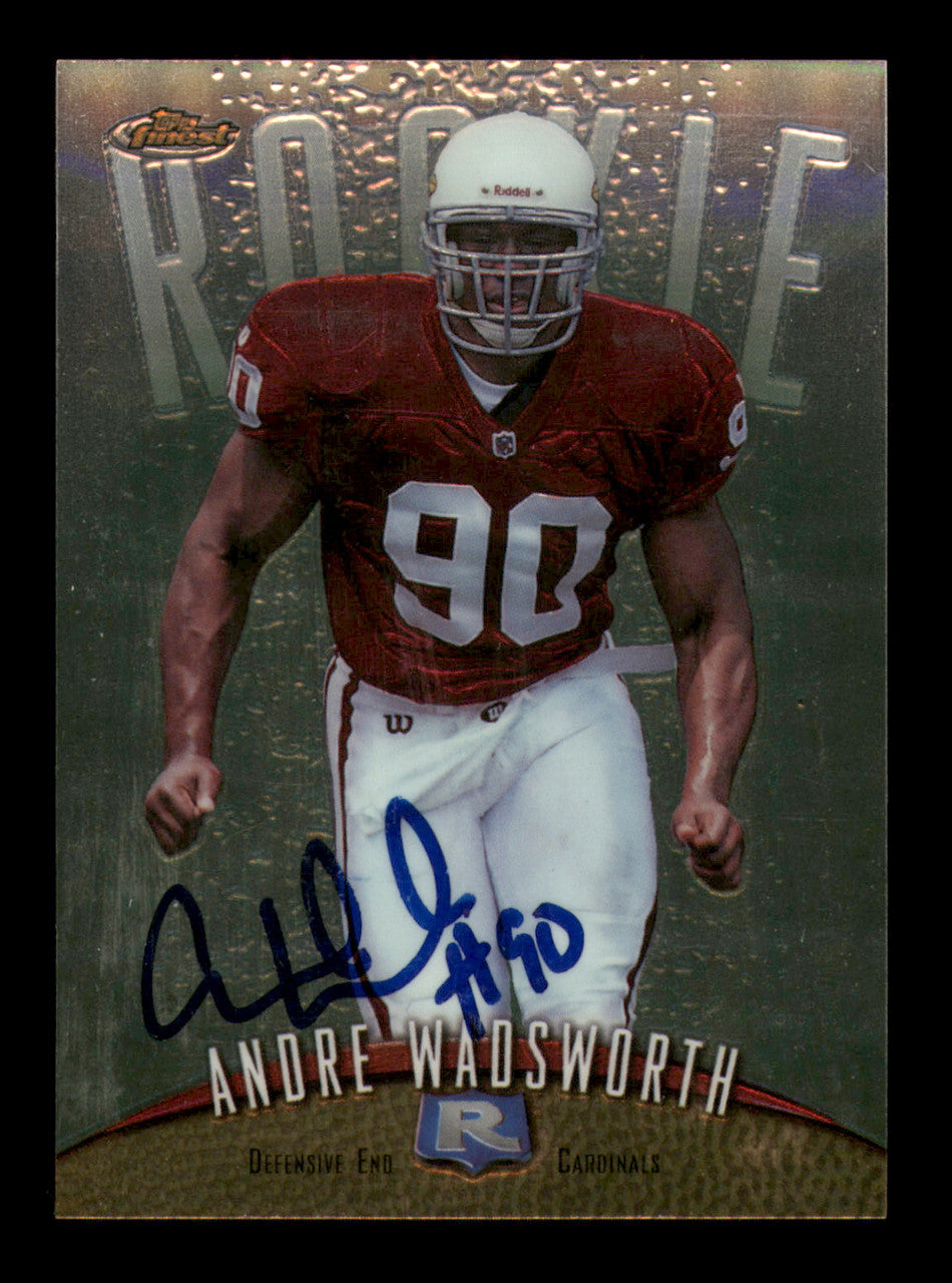 Andre Wadsworth Autographed 1998 Topps Finest Rookie Card #140 Arizona Cardinals SKU #241674