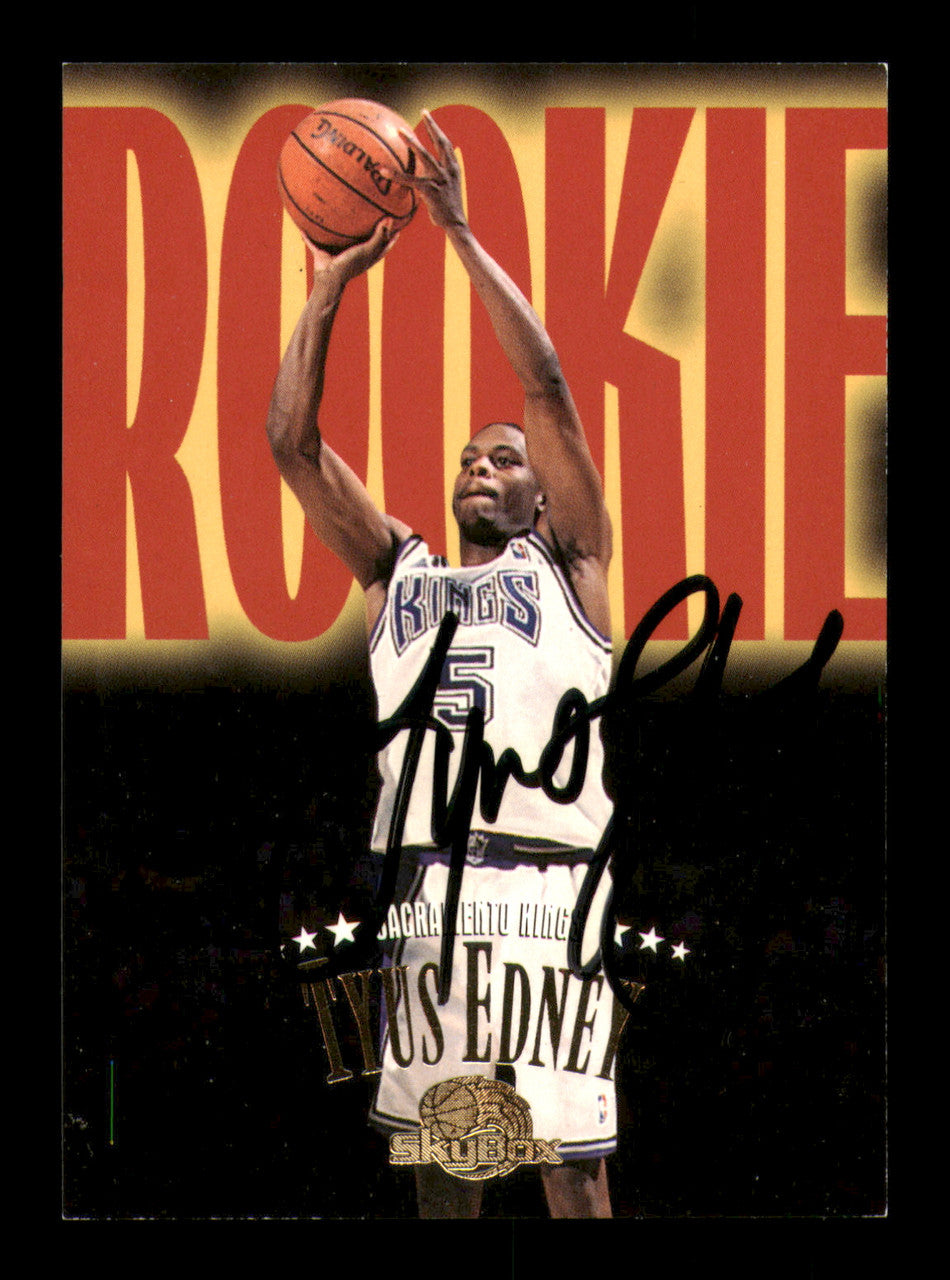 Tyus Edney Autographed 1995-96 Skybox Rookie Card #241 Sacramento Kings SKU #241695