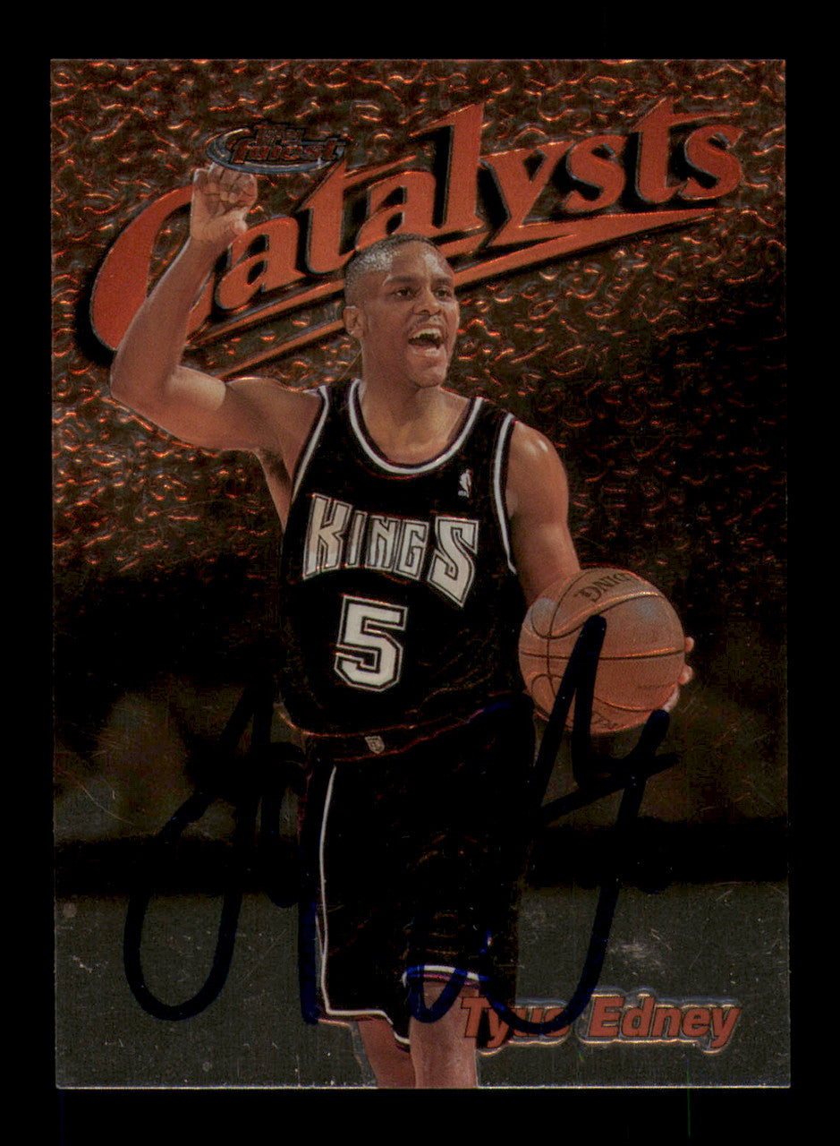 Tyus Edney Autographed 1995-96 Topps Finest Rookie Card #35 Sacramento Kings SKU #241697