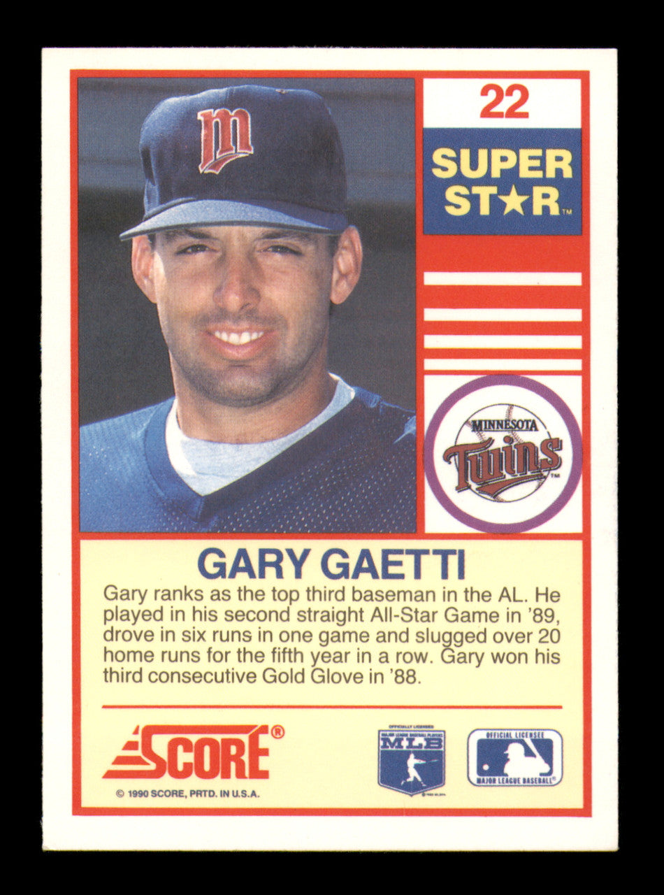 Gary Gaetti Autographed 1990 Score Super Star Card #22 Minnesota Twins SKU #241698
