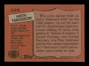 Keith Ferguson Autographed 1987 Topps Card #326 Detroit Lions SKU #241720