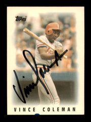 Vince Coleman Autographed 1986 Topps Mini Card #60 St. Louis Cardinals SKU #241753