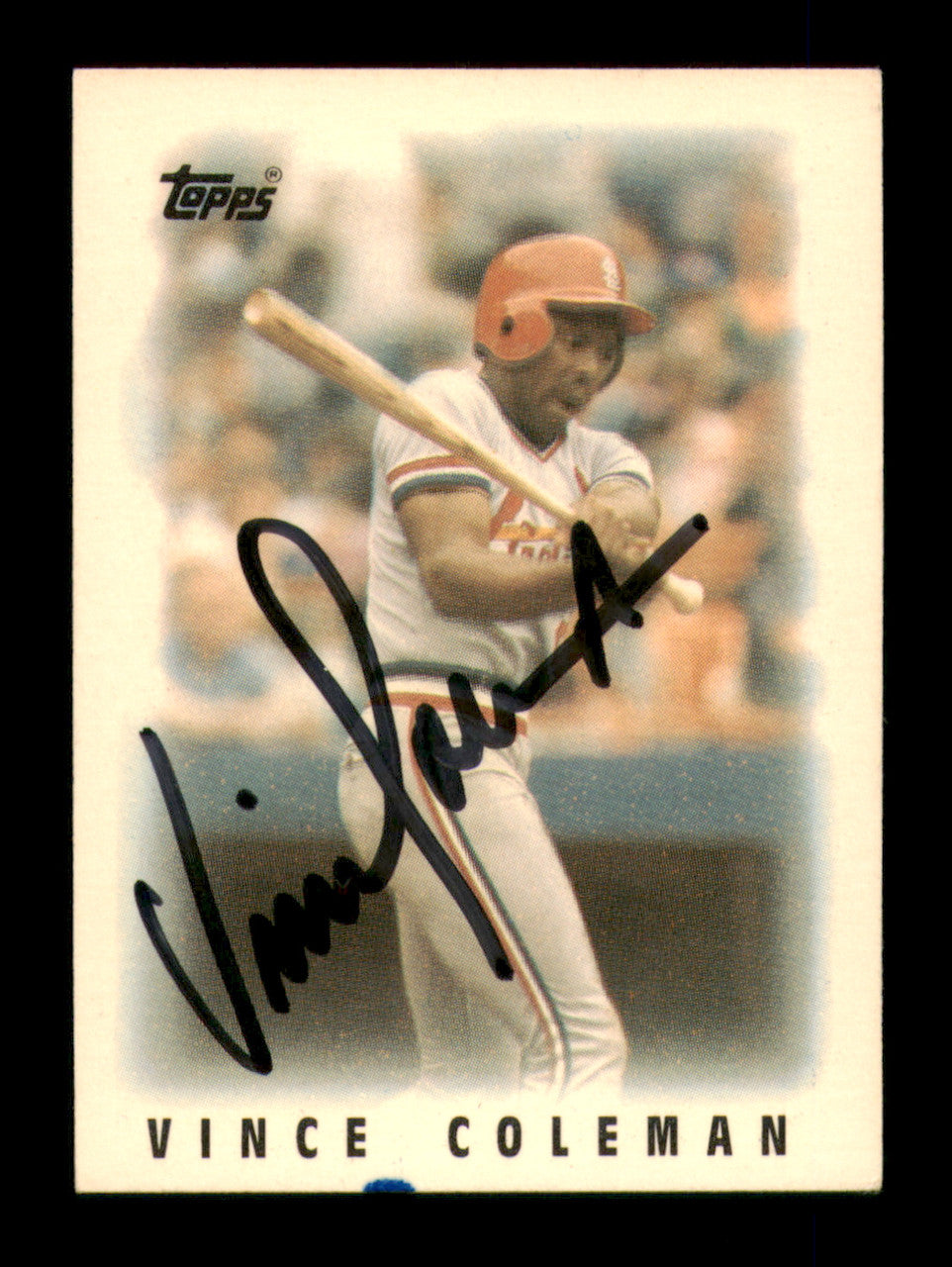 Vince Coleman Autographed 1986 Topps Mini Card #60 St. Louis Cardinals SKU #241753