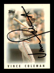 Vince Coleman Autographed 1986 Topps Mini Card #60 St. Louis Cardinals SKU #241754