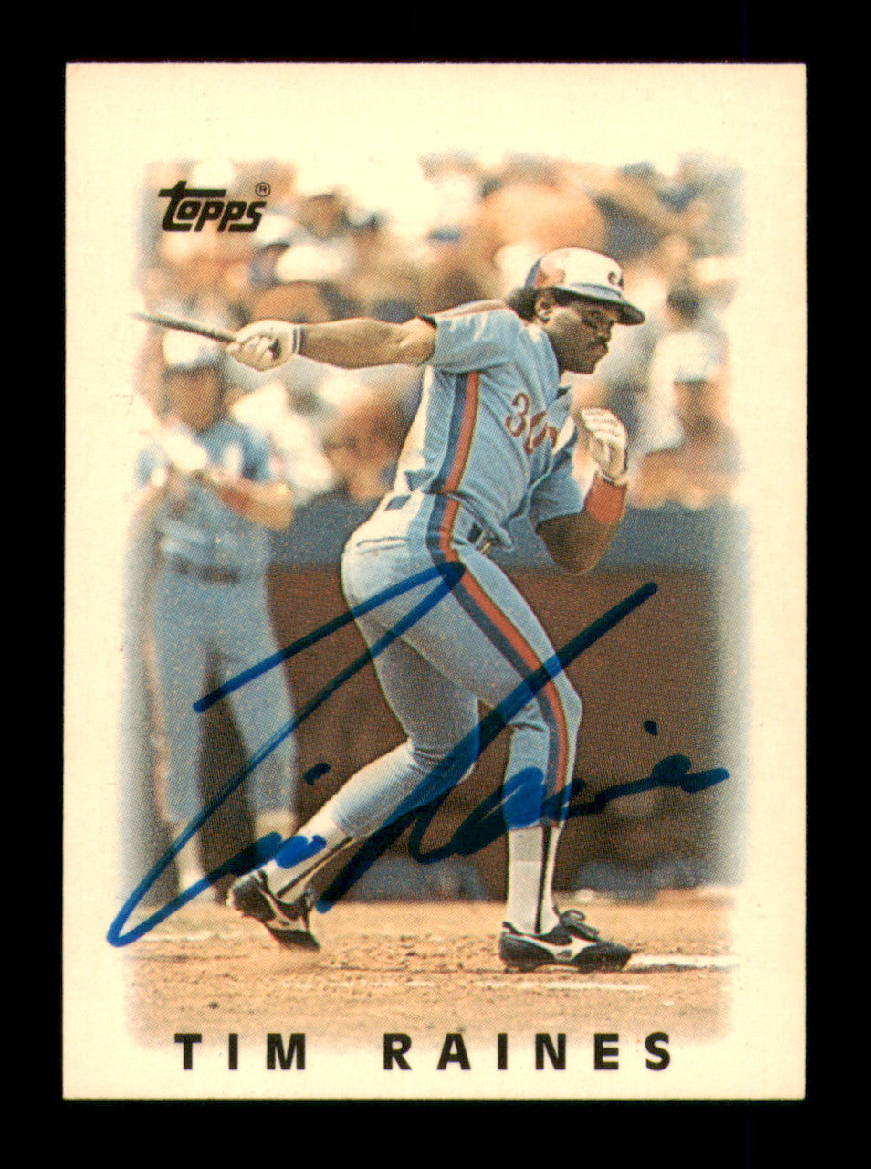 Tim Raines Autographed 1986 Topps Mini Card #49 Montreal Expos SKU #241759