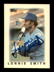 Lonnie Smith Autographed 1986 Topps Mini Card #21 Kansas City Royals (Smudged) SKU #241785