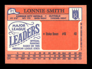 Lonnie Smith Autographed 1986 Topps Mini Card #21 Kansas City Royals (Smudged) SKU #241785