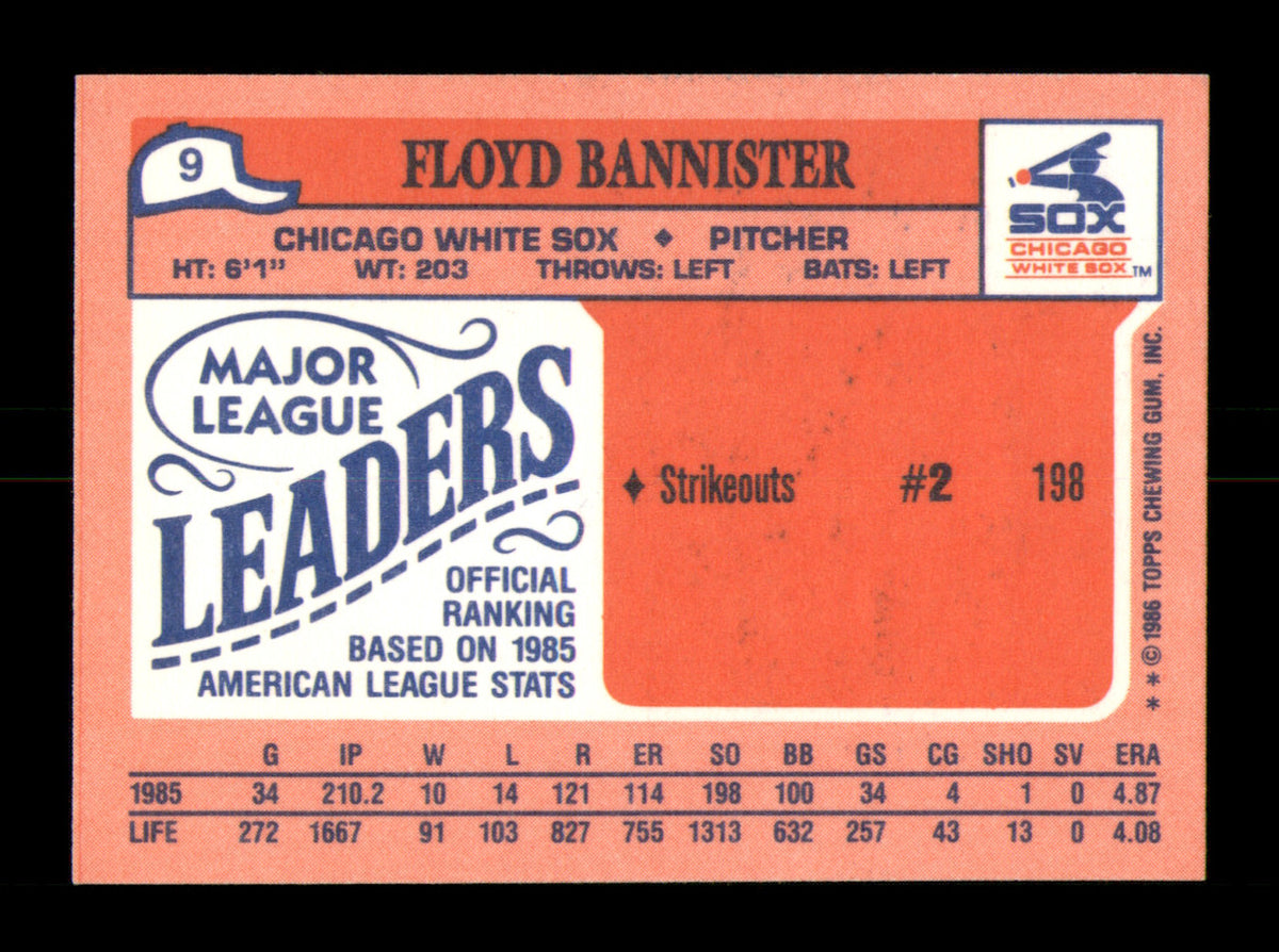 Floyd Bannister Autographed 1986 Topps Mini Card #9 Chicago White Sox SKU #241788