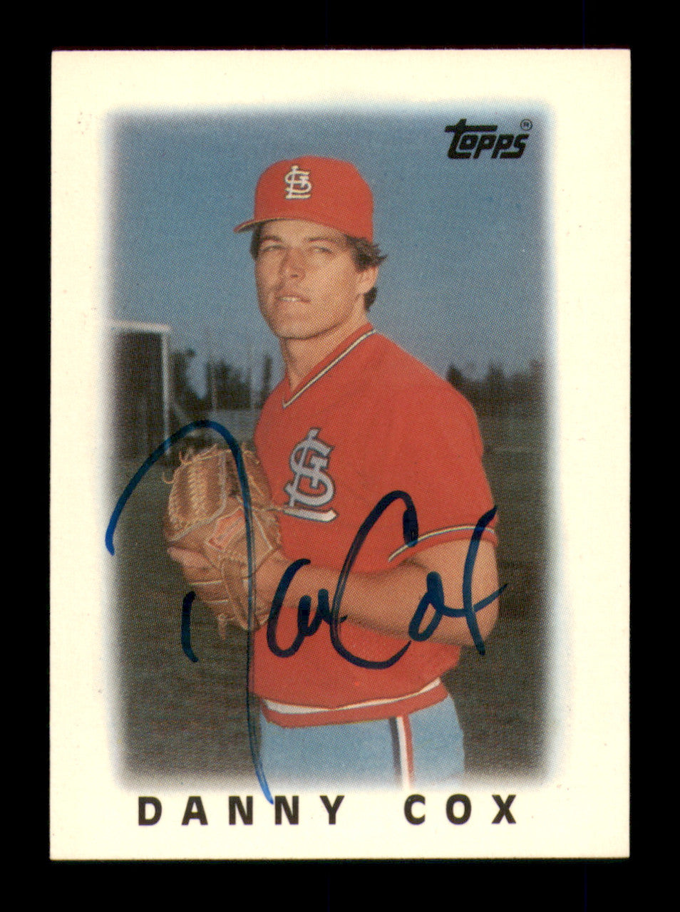 Danny Cox Autographed 1986 Topps Mini Card #61 St. Louis Cardinals SKU #241815
