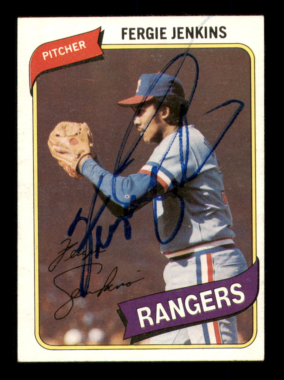 Fergie Jenkins Autographed 1980 Topps Card #390 Texas Rangers SKU #241821