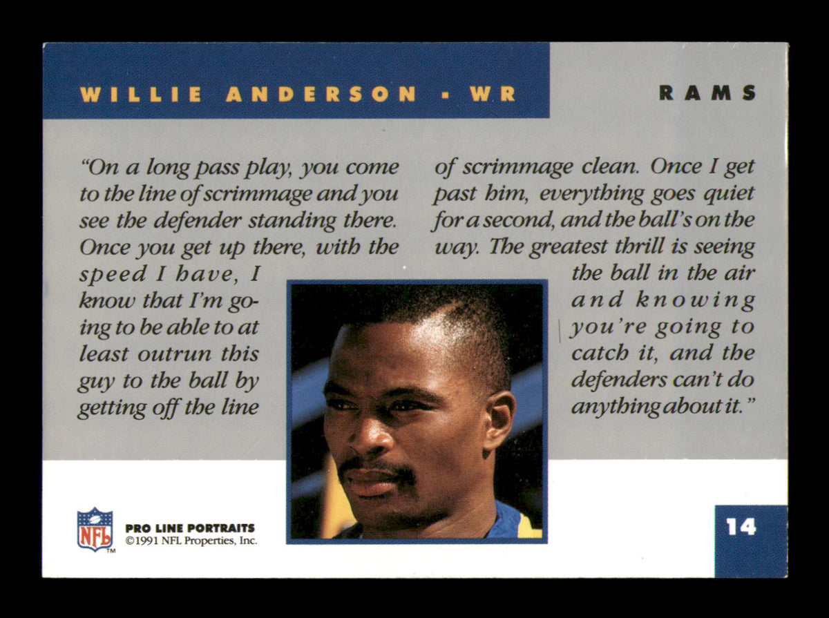 Willie Anderson Autographed 1991 Pro Line Card #14 Los Angeles Rams SKU #241872